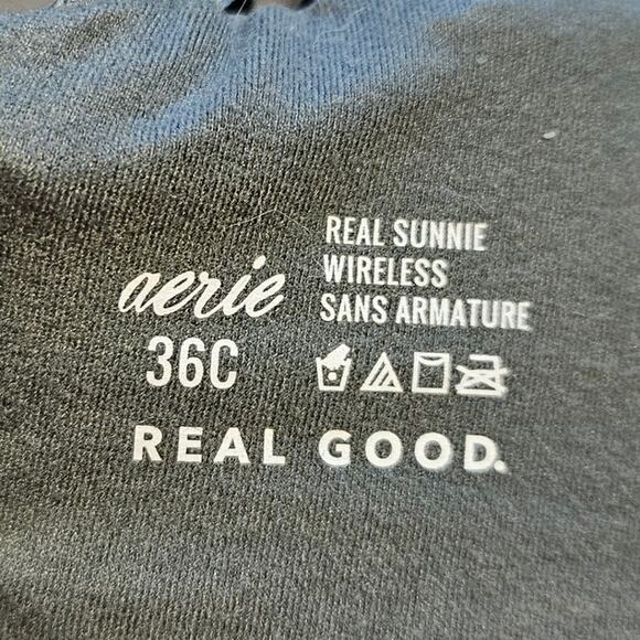 aerie Real Sunnie Wireless Bra 36C Green Lace - Picture 4 of 5